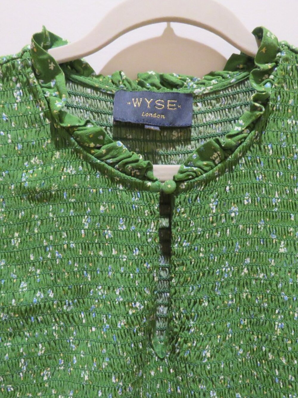 WYSE LONDON Sabine Smocked Tiered Maxi Floral Dress Green US 4 Cottagecore Boho - Picture 5 of 16